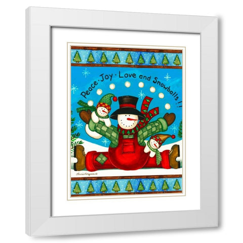 Love And Snowballs White Modern Wood Framed Art Print with Double Matting by Korsgaden, Laurie