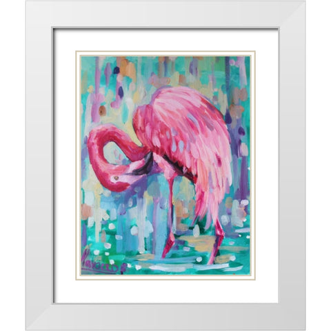 Flamingo In The Natural 1 White Modern Wood Framed Art Print with Double Matting by Colberg, Lisa