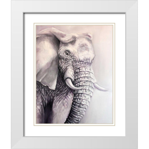 Elephant Trail 1 White Modern Wood Framed Art Print with Double Matting by Colberg, Lisa