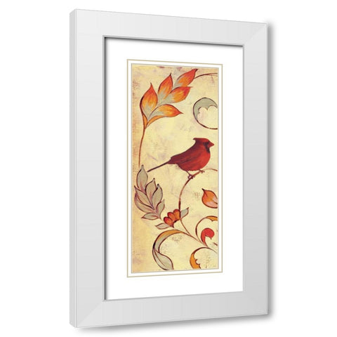 Bird Vine Panel 1 White Modern Wood Framed Art Print with Double Matting by Rossi, Lorraine
