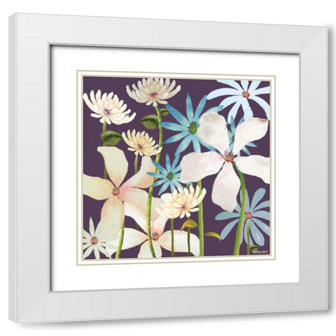 Blackberry Posies White Modern Wood Framed Art Print with Double Matting by Rossi, Lorraine