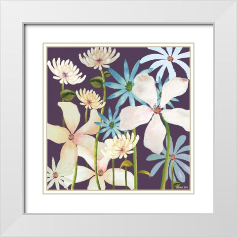 Blackberry Posies White Modern Wood Framed Art Print with Double Matting by Rossi, Lorraine