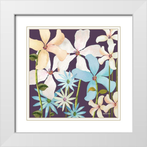 Blackberry Posies 2 White Modern Wood Framed Art Print with Double Matting by Rossi, Lorraine