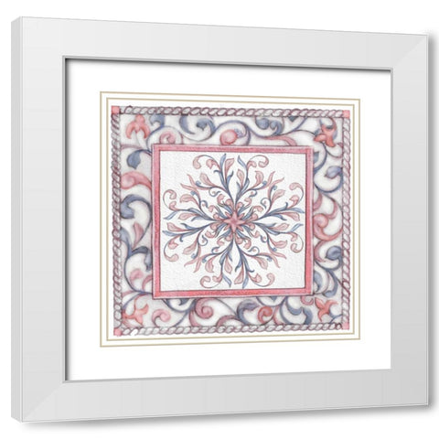 Florentine Rose Quartz and Serenity 1 White Modern Wood Framed Art Print with Double Matting by Rossi, Lorraine