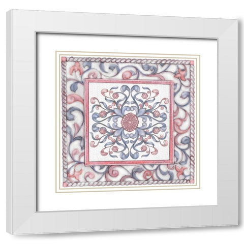 Florentine Rose Quartz and Serenity 2 White Modern Wood Framed Art Print with Double Matting by Rossi, Lorraine