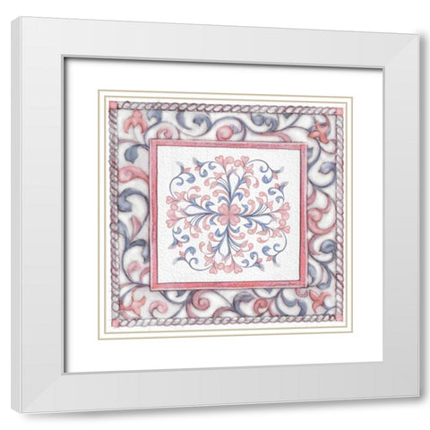 Florentine Rose Quartz and Serenity 3 White Modern Wood Framed Art Print with Double Matting by Rossi, Lorraine