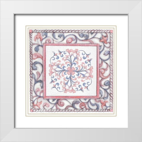 Florentine Rose Quartz and Serenity 3 White Modern Wood Framed Art Print with Double Matting by Rossi, Lorraine