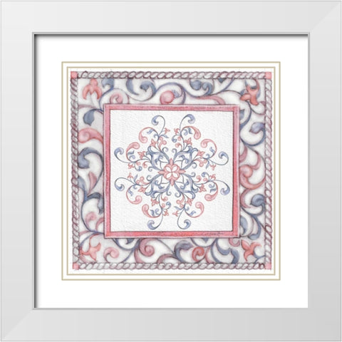Florentine Rose Quartz and Serenity 4 White Modern Wood Framed Art Print with Double Matting by Rossi, Lorraine