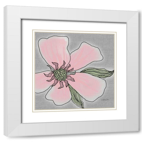 Rossi Rose Quartz 1 White Modern Wood Framed Art Print with Double Matting by Rossi, Lorraine