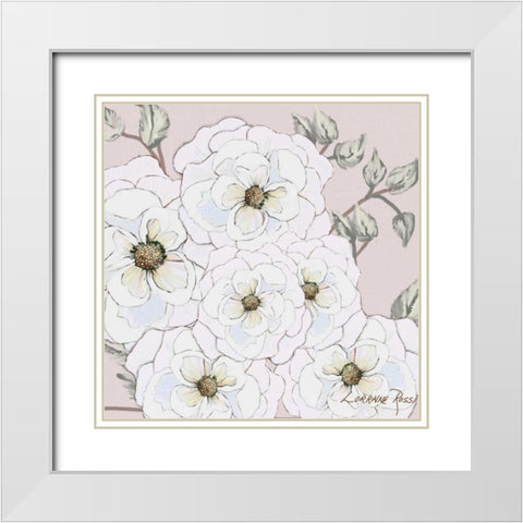White Flowers on Nude 1 White Modern Wood Framed Art Print with Double Matting by Rossi, Lorraine