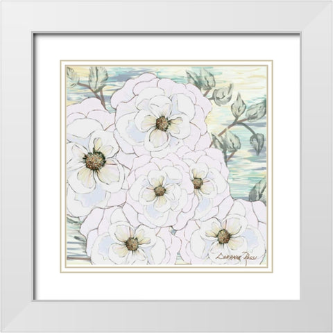 White Water Flowers 1 White Modern Wood Framed Art Print with Double Matting by Rossi, Lorraine