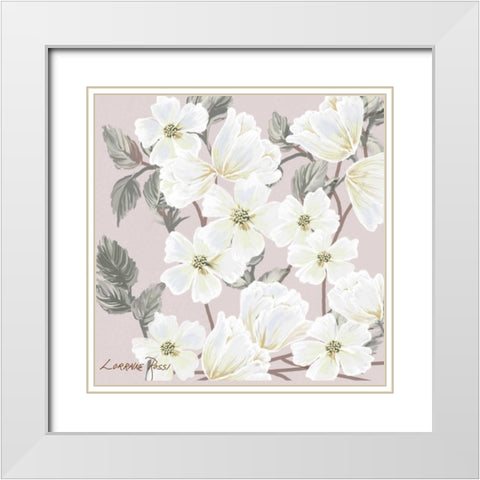White Flower on Nude 2 White Modern Wood Framed Art Print with Double Matting by Rossi, Lorraine