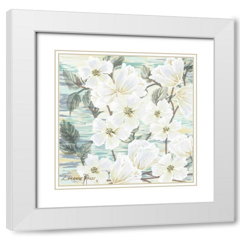 White Water Flowers 2 White Modern Wood Framed Art Print with Double Matting by Rossi, Lorraine