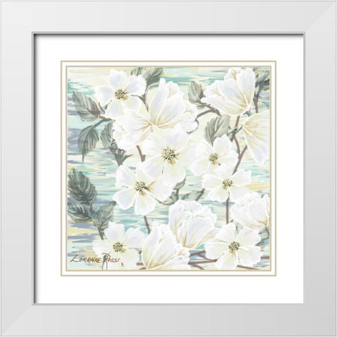 White Water Flowers 2 White Modern Wood Framed Art Print with Double Matting by Rossi, Lorraine