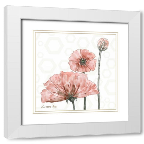 Poppy Umbrella 1 White Modern Wood Framed Art Print with Double Matting by Rossi, Lorraine