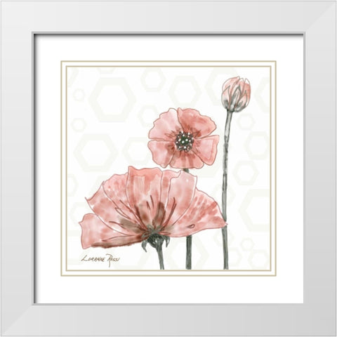 Poppy Umbrella 1 White Modern Wood Framed Art Print with Double Matting by Rossi, Lorraine
