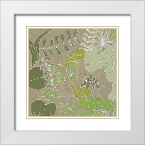 Linen Leaves 1 White Modern Wood Framed Art Print with Double Matting by Rossi, Lorraine