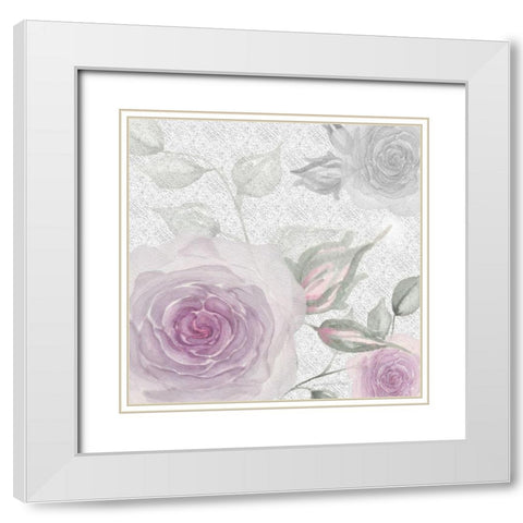 Blush Rose I White Modern Wood Framed Art Print with Double Matting by Rossi, Lorraine