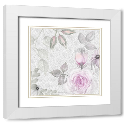 Blush Rose II White Modern Wood Framed Art Print with Double Matting by Rossi, Lorraine