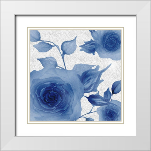 Blue Rose 1 White Modern Wood Framed Art Print with Double Matting by Rossi, Lorraine