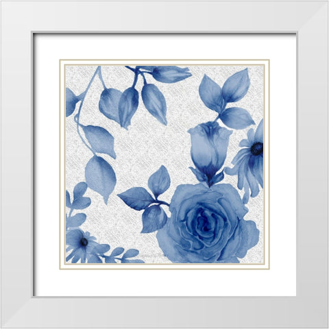 Blue Rose 2 White Modern Wood Framed Art Print with Double Matting by Rossi, Lorraine