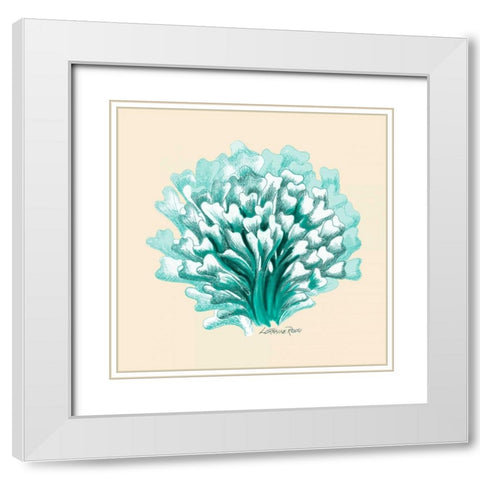 Teal Beige Coral Mate White Modern Wood Framed Art Print with Double Matting by Rossi, Lorraine