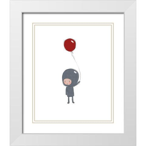 Astronaut Balloon White Modern Wood Framed Art Print with Double Matting by Straatsma, Leah
