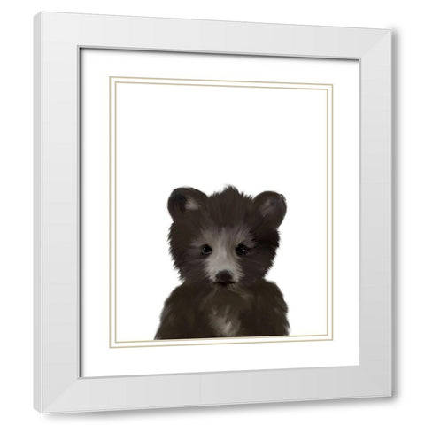 Baby Black Bear White Modern Wood Framed Art Print with Double Matting by Straatsma, Leah