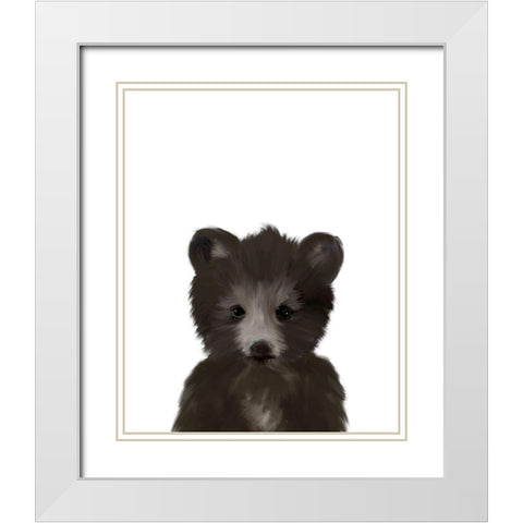 Baby Black Bear White Modern Wood Framed Art Print with Double Matting by Straatsma, Leah