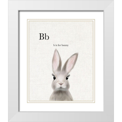Woodland Bunny Linen White Modern Wood Framed Art Print with Double Matting by Straatsma, Leah