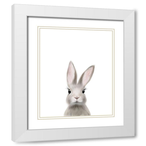 Woodland Bunny White Modern Wood Framed Art Print with Double Matting by Straatsma, Leah