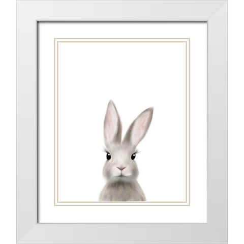 Woodland Bunny White Modern Wood Framed Art Print with Double Matting by Straatsma, Leah