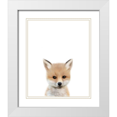 Woodland Fox White Modern Wood Framed Art Print with Double Matting by Straatsma, Leah