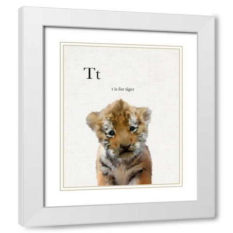 Baby Tiger Linen White Modern Wood Framed Art Print with Double Matting by Straatsma, Leah