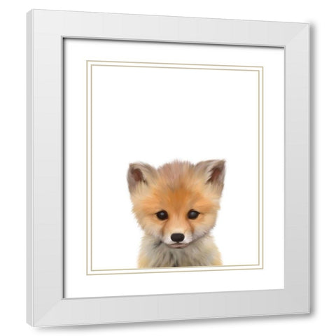 Baby Fox White Modern Wood Framed Art Print with Double Matting by Straatsma, Leah