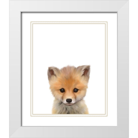 Baby Fox White Modern Wood Framed Art Print with Double Matting by Straatsma, Leah