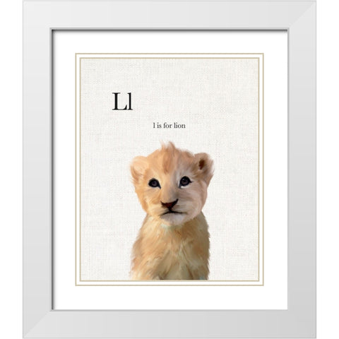 Baby Lion Linen White Modern Wood Framed Art Print with Double Matting by Straatsma, Leah