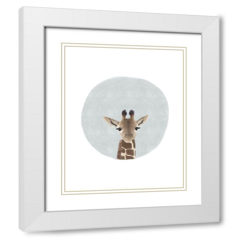 Baby Giraffe White Modern Wood Framed Art Print with Double Matting by Straatsma, Leah