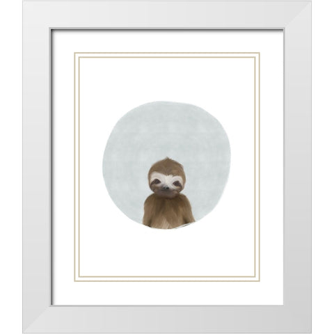 Baby Sloth White Modern Wood Framed Art Print with Double Matting by Straatsma, Leah