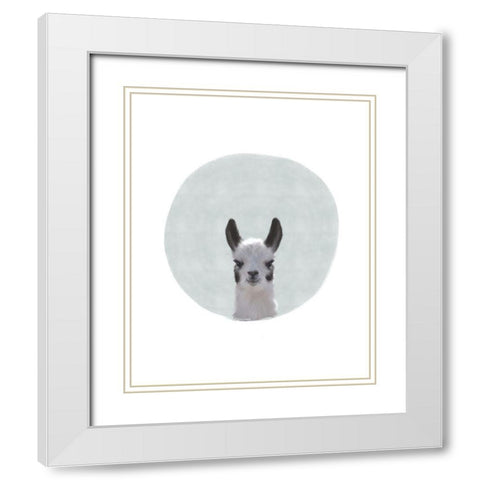 Baby Circle Llama White Modern Wood Framed Art Print with Double Matting by Straatsma, Leah