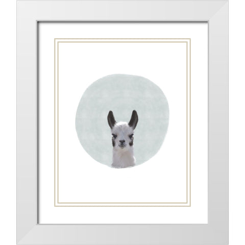 Baby Circle Llama White Modern Wood Framed Art Print with Double Matting by Straatsma, Leah