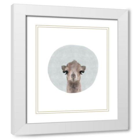 Baby Camel Circle White Modern Wood Framed Art Print with Double Matting by Straatsma, Leah