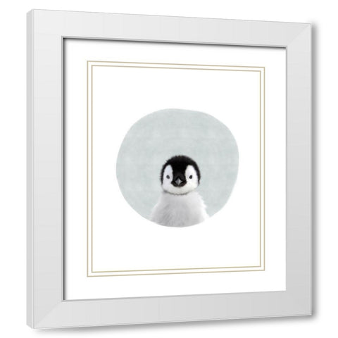 Baby Penguin Circle White Modern Wood Framed Art Print with Double Matting by Straatsma, Leah