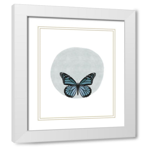 Butterfly Circle White Modern Wood Framed Art Print with Double Matting by Straatsma, Leah