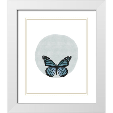 Butterfly Circle White Modern Wood Framed Art Print with Double Matting by Straatsma, Leah