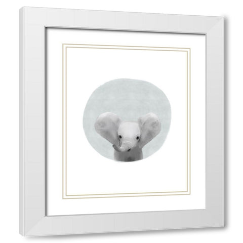 Circle Elephant White Modern Wood Framed Art Print with Double Matting by Straatsma, Leah