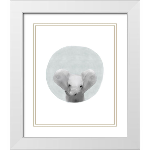 Circle Elephant White Modern Wood Framed Art Print with Double Matting by Straatsma, Leah