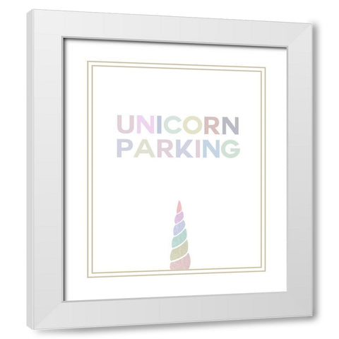 Unicorn Parking White Modern Wood Framed Art Print with Double Matting by Straatsma, Leah