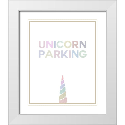 Unicorn Parking White Modern Wood Framed Art Print with Double Matting by Straatsma, Leah