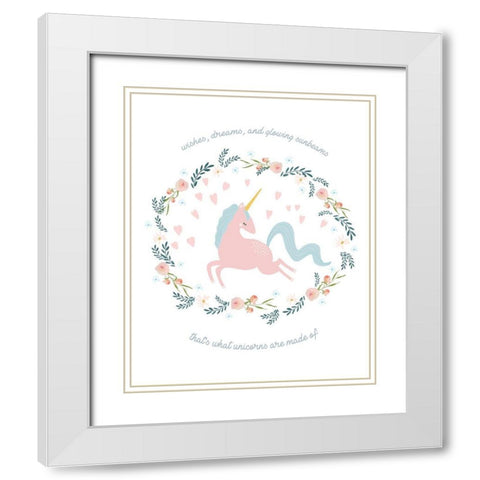 Wishes Dreams Unicorn White Modern Wood Framed Art Print with Double Matting by Straatsma, Leah